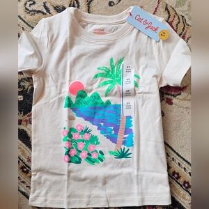 Cat & Jack Cream Scenic Print Kids T-Shirt